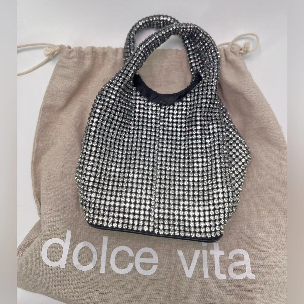 Dolce Vita Anna Crystal Rhinestone Embellished Small Hobo Bag